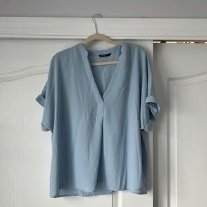 Light Blue Short Sleeve Blouse